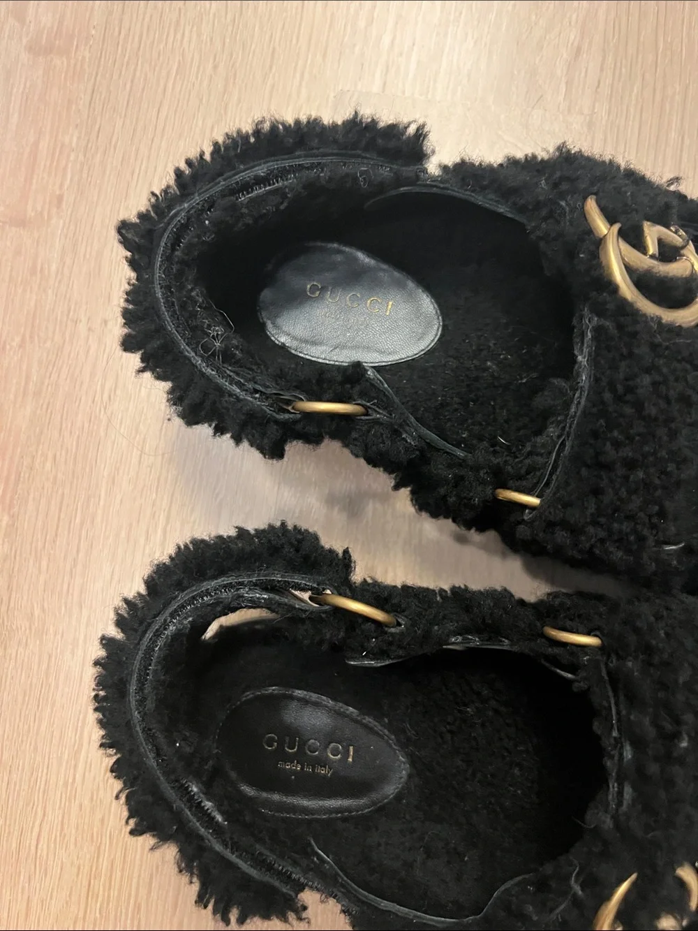 Gucci Shearling Dad Sandals